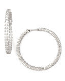 38mm White Gold Diamond Hoop Earrings, 2.46ct