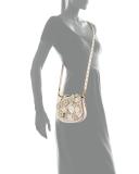 17 Tea Rose Leather Saddle Bag, Chalk