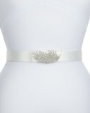 Lolette Satin Crystal Belt, Ivory