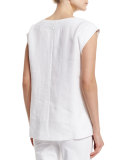 Joanie Short-Sleeve Linen Blouse 