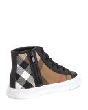 Warslow Rainbow Check High-Top Sneaker, Black, Youth