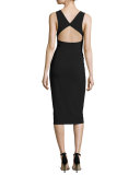 Open-Back Sleeveless Sheath Dress, Black