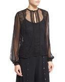 The Lace Widow Silk Blouse, Black