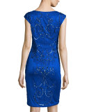 Cap-Sleeve Sheath Cocktail Dress