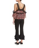 Sicilian Floral Cold-Shoulder Top