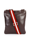 Smooth Leather Messenger Bag, Dark Brown