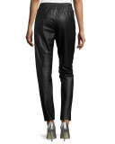 Lunana Leather Ankle Pants, Black