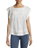 Marleno Short-Sleeve Lace-Inset Top