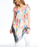 Tropical Flower Short-Sleeve Tunic