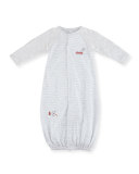 Fire Chief Striped Convertible Sleep Gown, Gray, Size Newborn-Small