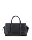 Monaco Snakeskin Satchel Bag, Navy