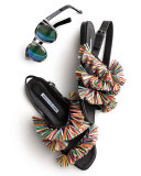 Leonard II Round Sunglasses, Horn/Black/Green
