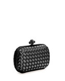Woven Satin Knot Minaudiere, Black