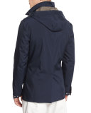 Double-Face Hooded Parka, Cobalt