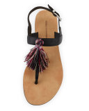 Erica Tassel T-Strap Sandal, Black