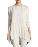 Long Crepe-Knit Shaped Cardigan
