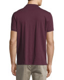 Short-Sleeve Slub Polo Shirt, Claret
