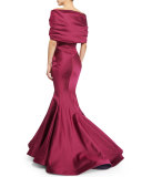Off-The-Shoulder Mermaid Gown, Sangria