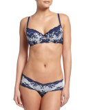 Italia Balconette Underwire Bra, Navy Blue/White