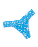 Snowflake Signature Lace Low-Rise Thong, Blue/White