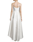 Adashi Sleeveless High-Low Gown, Pearl