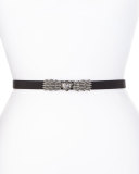 Silk Radzimir Crystal-Buckle Belt, Black Gunmetal