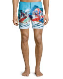 Bulldog Happy Sandboys Print Swim Trunks