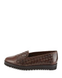 Naia Woven Leather Loafer, Dark Tan