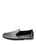 Grove Men's Glittered Slip-On Sneaker, Black/Silver