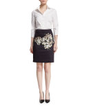 Jasmine-Print Pencil Skirt, Jasmine