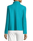 Double-Faced Wool Two-Button Jacket, Azure