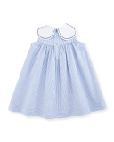 Sleeveless Striped Petal-Collar Dress, Blue/White, Size 3-24 Months