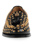 Sagan Studded Leather Loafer, Black