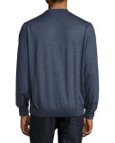 Fine-Gauge Crewneck Sweater, Indigo