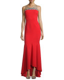 Sleeveless Contour Ponte Gown, Red