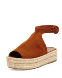 Suede Platform Ankle-Wrap Sandal