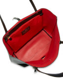 Market Leather Tote Bag, Black/True Red