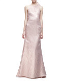 Sleeveless Bow-Back Mermaid Gown, Blush