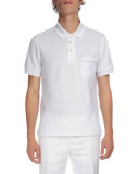 Polo with Leather Detail, White 