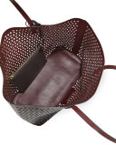 Daily Perforated Leather Tote Bag, Black/Wine