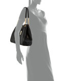 Turnlock Edie Leather Shoulder Bag, Black