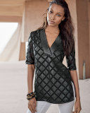 Diamond Laser-Cut Leather Tunic, Black
