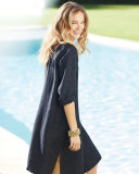 Organic Linen Button-Front Dress, Denim  