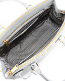 Saffiano Lux Double-Zip Tote Bag, Light Gray (Granito)