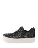 Joy Tweed Platform Skate Sneaker, Black/Blue