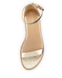 Nudistflat Metallic Napa Ankle-Wrap Sandal, Gold