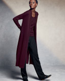 Long Open-Front Cashmere Duster Cardigan