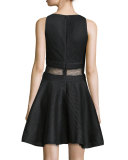 Corinne Sleeveless Illusion-Bodice Fit & Flare Dress