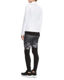 Full-Zip Moto Sport Jacket, White/Glossy