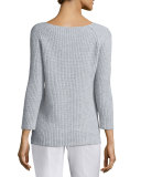 Round-Neck Shaker Sweater, Pearl/Gray